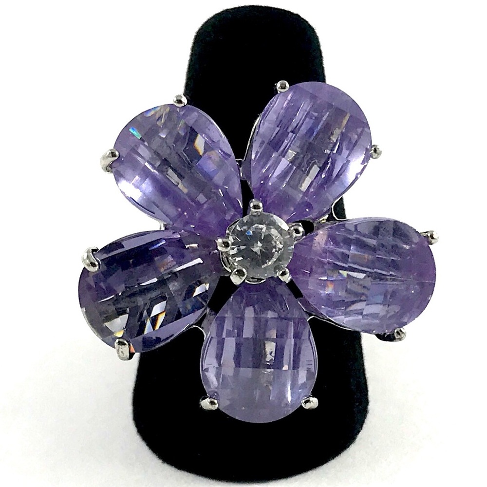 Silver Nancy & Rise Purple Gemstone Ring Size 7.5